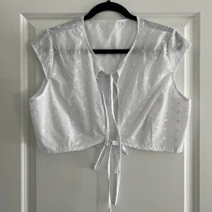 70's Vintage Cropped Tie Front Blouse
